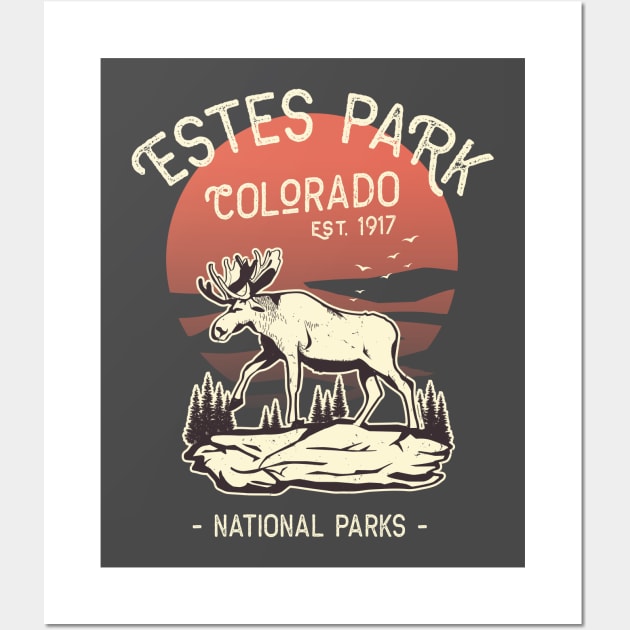 Estes Park Colorado National Park Moose Sunset Wall Art by Fitastic